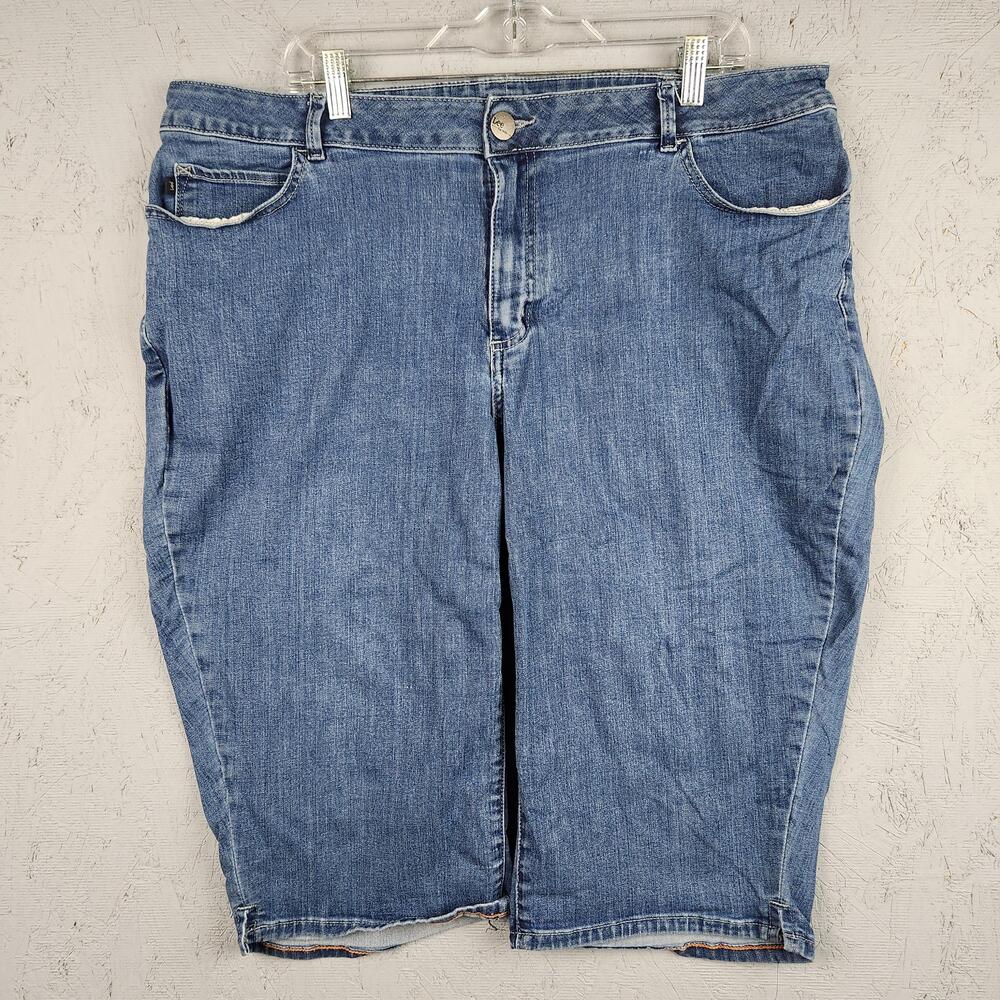 Lee Capis Pant Womens 22W Blue Modern Series Curvy Fit Denim Knee Length Stretch